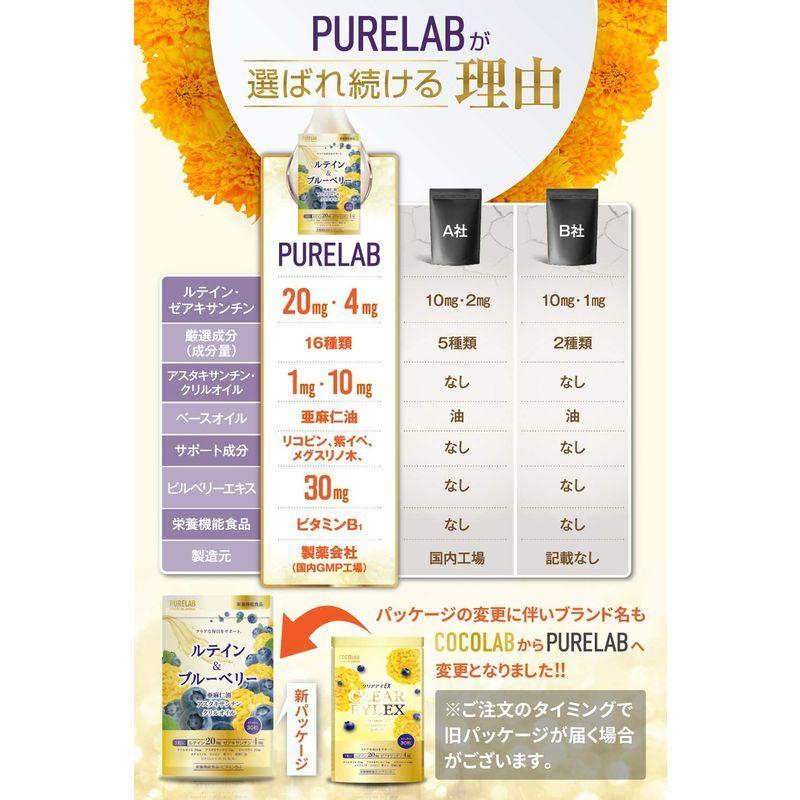 PURELAB ルテイン&ブルーベリー サプリメント リコピン ゼアキサンチン 製薬会社と共同開発 アスタキサンチン クリルオイル 亜麻仁油|giga-life|03