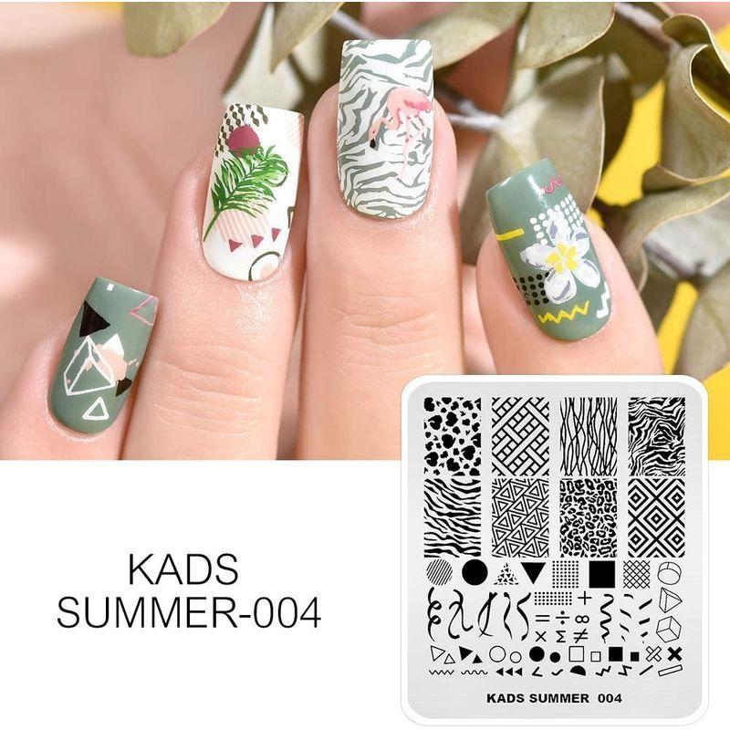 Kads スタンプネイルプレート 4枚セット 緑葉 幾何図案 ビーチ 夏の日 ネイルステンシル ネイルアートスタンピングプレート Dream Factory Online 通販 Yahoo ショッピング