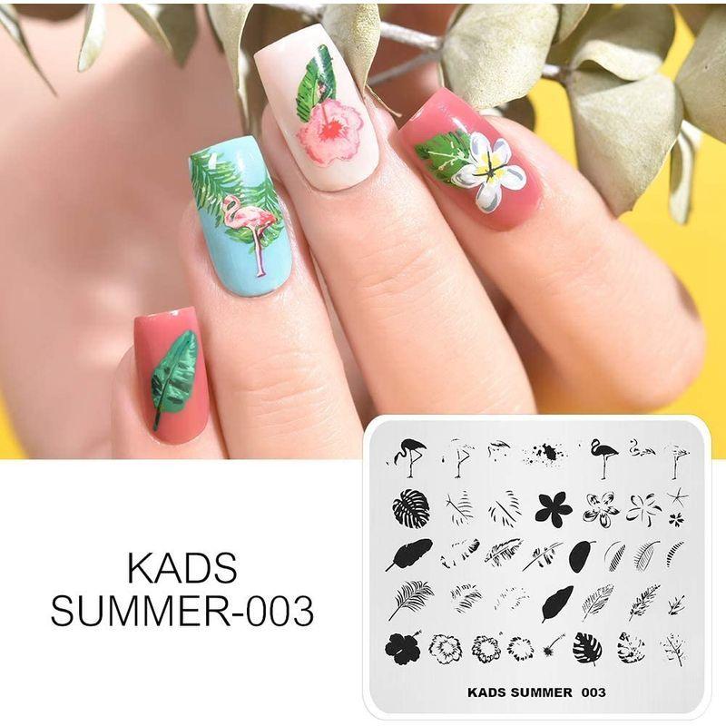 Kads スタンプネイルプレート 4枚セット 緑葉 幾何図案 ビーチ 夏の日 ネイルステンシル ネイルアートスタンピングプレート Dream Factory Online 通販 Yahoo ショッピング