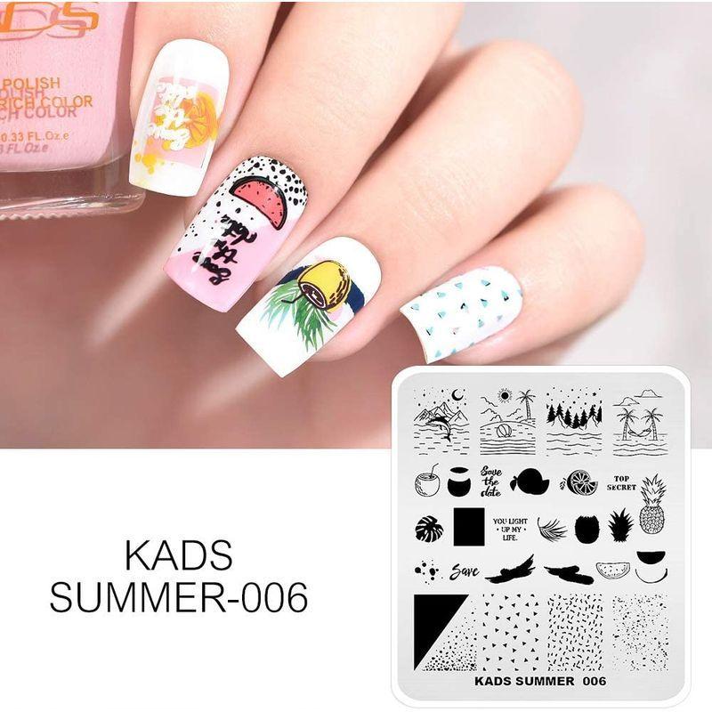 Kads スタンプネイルプレート 4枚セット 緑葉 幾何図案 ビーチ 夏の日 ネイルステンシル ネイルアートスタンピングプレート Dream Factory Online 通販 Yahoo ショッピング