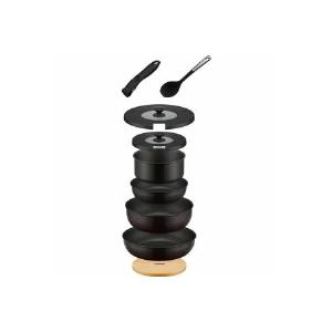 THERMOS（サーモス） KSB-9A-BK 取っ手のとれるフライパン9点セット