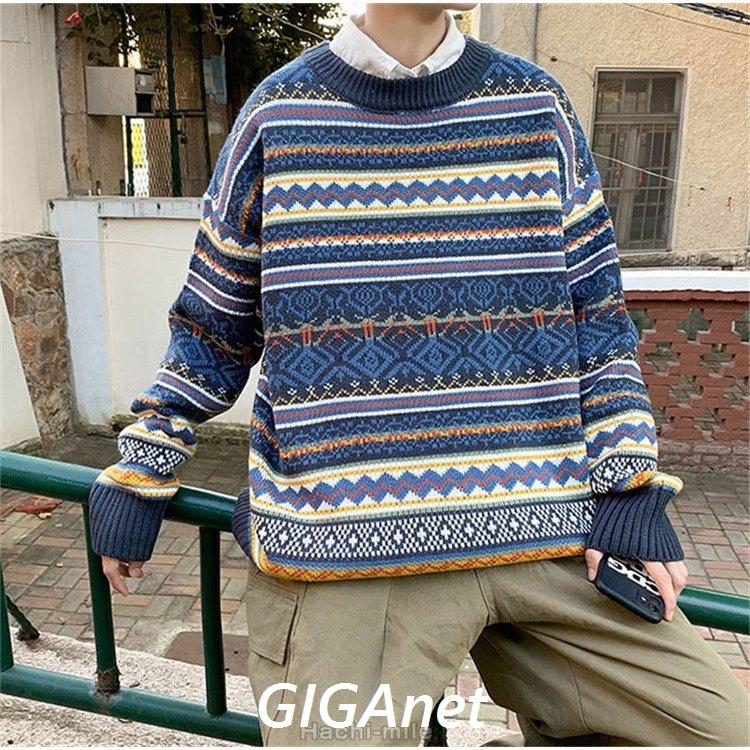 ニットセーター メンズ 長袖 春 秋 冬 レトロ 花柄 ゆったり カップル レディース イギリス風 紳士服 ストライプ Gig 0272cqmir Giganet 通販 Yahoo ショッピング