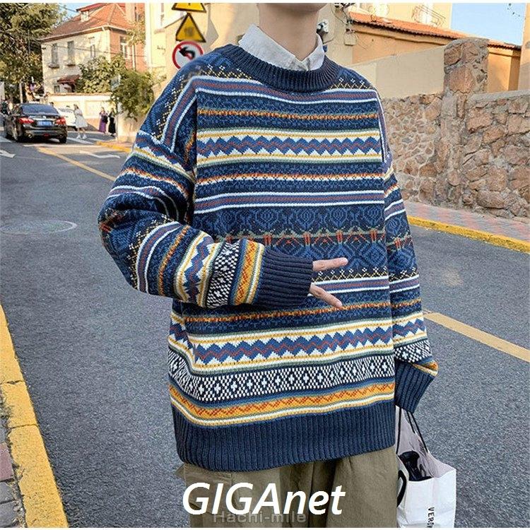 ニットセーター メンズ 長袖 春 秋 冬 レトロ 花柄 ゆったり カップル レディース イギリス風 紳士服 ストライプ Gig 0272cqmir Giganet 通販 Yahoo ショッピング