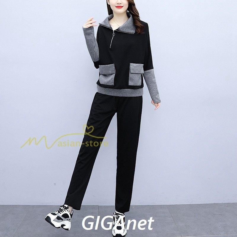 セットアップ レディース 秋冬 2点セット 秋コーデ ゆったり 体型カバー ワイドパンツ 代30代40代50代 大きいサイズ ママ 着痩せ 上品 カジュアル お出かけ 新しいスタイル