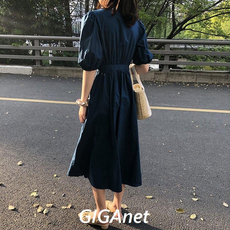 五分袖 カシュクール ロングワンピース クロスオーバーワンピース Vネック バルーンスリーブ パフスリーブ ミモレ丈 膝下丈 無地 カジュアル 21ss Gig 3431eqcse Giganet 通販 Yahoo ショッピング