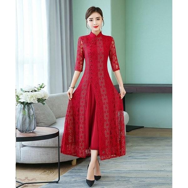 チャイナ風ワンピースレディースロング丈アオザイ風ワンピース五分袖マキシチャイナ風ワンピースチャイナドレスワンピース40代50代結婚式きれいめ Gigrx Ahgru105 Giganet 通販 Yahoo ショッピング