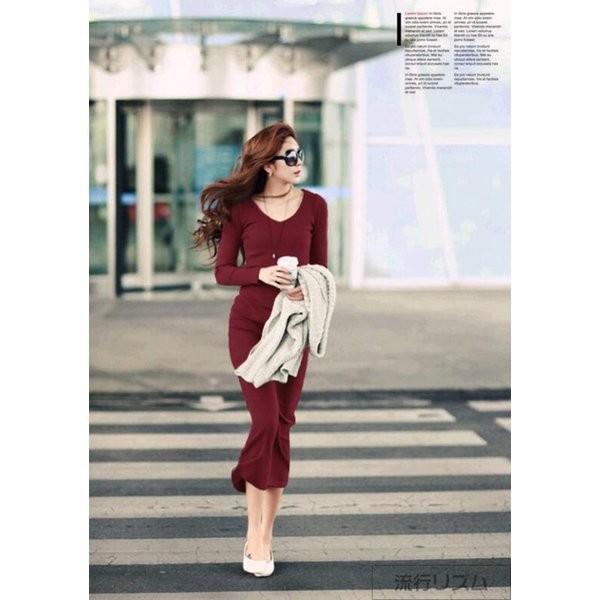 ニットワンピースロング丈マキシワンピースレディースワンピレディース大きいサイズゆったりタイトワンピース長袖ワンピ秋vネック無地代引不可 Gigrx Falri986 Giganet 通販 Yahoo ショッピング