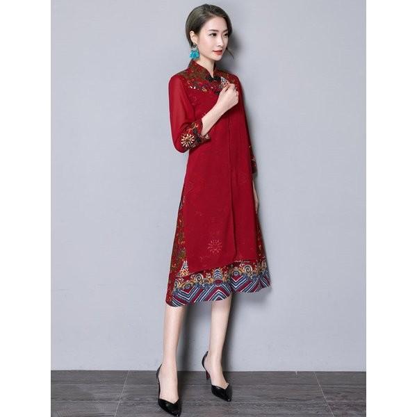 チャイナ風ワンピースレディースロング丈アオザイ風ワンピース七分袖マキシチャイナ風ワンピースチャイナドレスワンピース40代50代結婚式きれいめ Gigrx Vlcyz134 Giganet 通販 Yahoo ショッピング