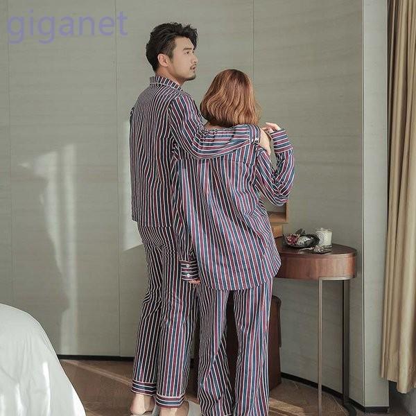 パジャマ秋新作ペアお揃い綿100 上下セットストライプ部屋着メンズ レディースペアパジャマカップル恋人部屋着ルームウェア 翌日発送可能