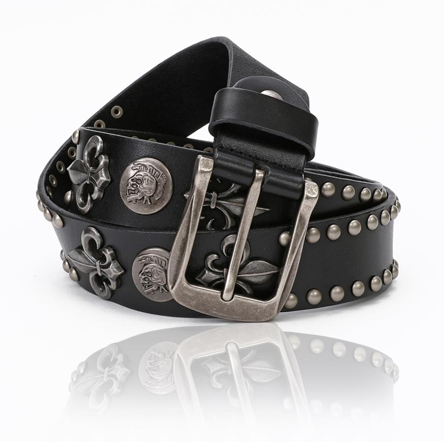 革ベルト LEATHER BELT WITH METAL PARTS
