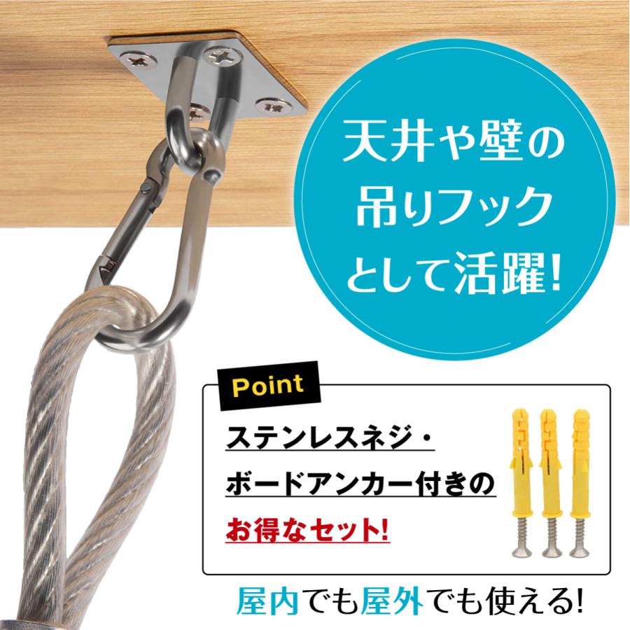 アイプレート ステンレス パッドアイ カラビナ セット 日除け