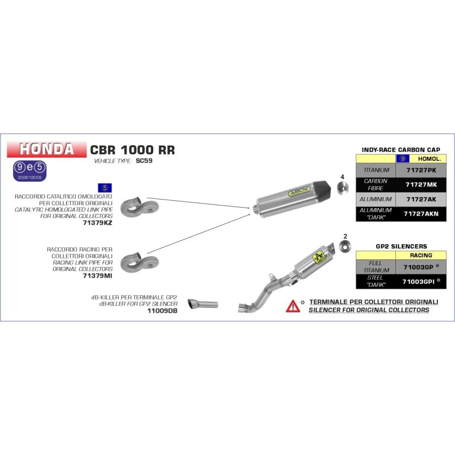 Arrow CBR1000RR 08-13 GP2 チタンスリップオン 71003GP : GIGASTATION