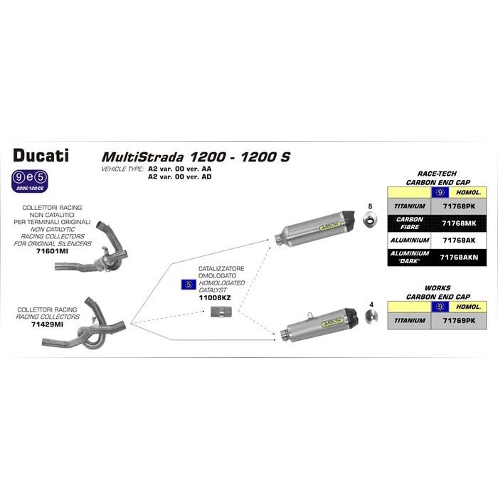 Arrow MULTISTRADA1200 10-14 フルエキ ステンレス/カーボン/カーボンエンドキャップ 71768MK+71429MI