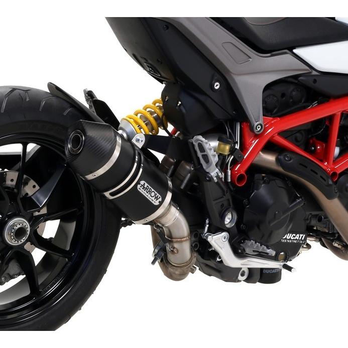 Arrow Hypermotard939 2016-2018 スリップオン(繋がり導管付) Race-Tech 軽銀暗然たる 71806AKN+71490MI 車、バイク、自転車-マフラー-バイク