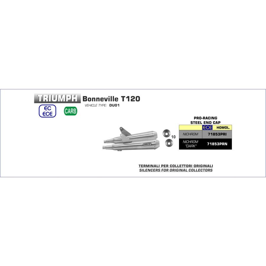 Arrow トライアンフ Bonneville T120 2016-2019 Dualスリップオン プロ