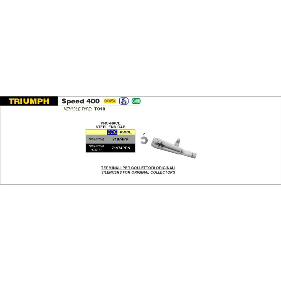 即納】Triumph Speed400 24-26 政府認証(JMCA) スリップオン Arrow Pro