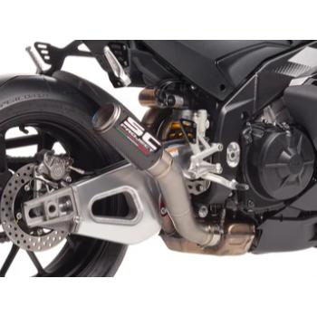 アプリリア TUONO V4 FACTORY 25-26 CR-T スリップオン ''ハイポジション''  & フルチタンリンクパイプ SCプロジェクト A27D-HT36Cの画像