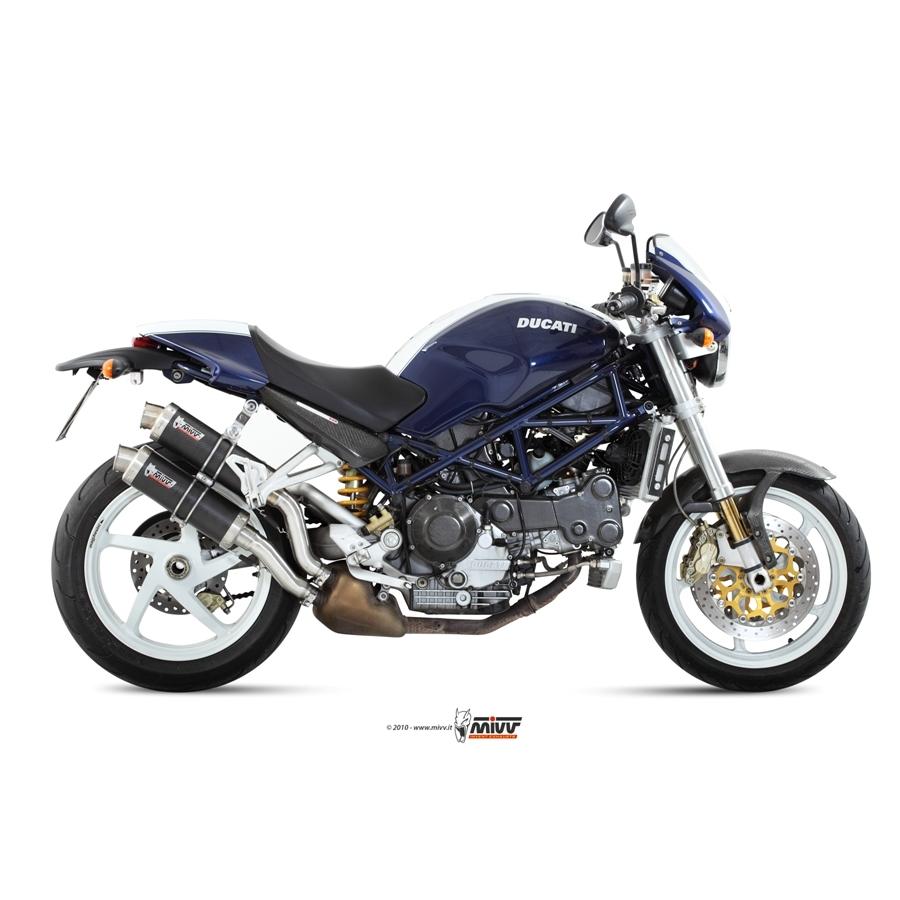 Mivv Exhaust Ducati Monster S2R 1000 06-07 デュアルスリップオン GP カーボン D.011.L2Sの画像