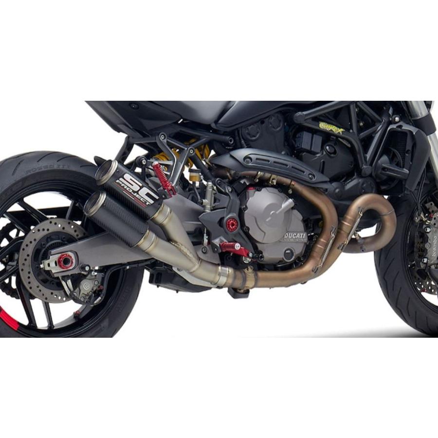 SCプロジェクト Ducati Monster 821 18-21 CR-T ツインスリップオンサイレンサー & Y1-2 フルチタンリンクパイプ カーボン D25A-DT36Cの画像