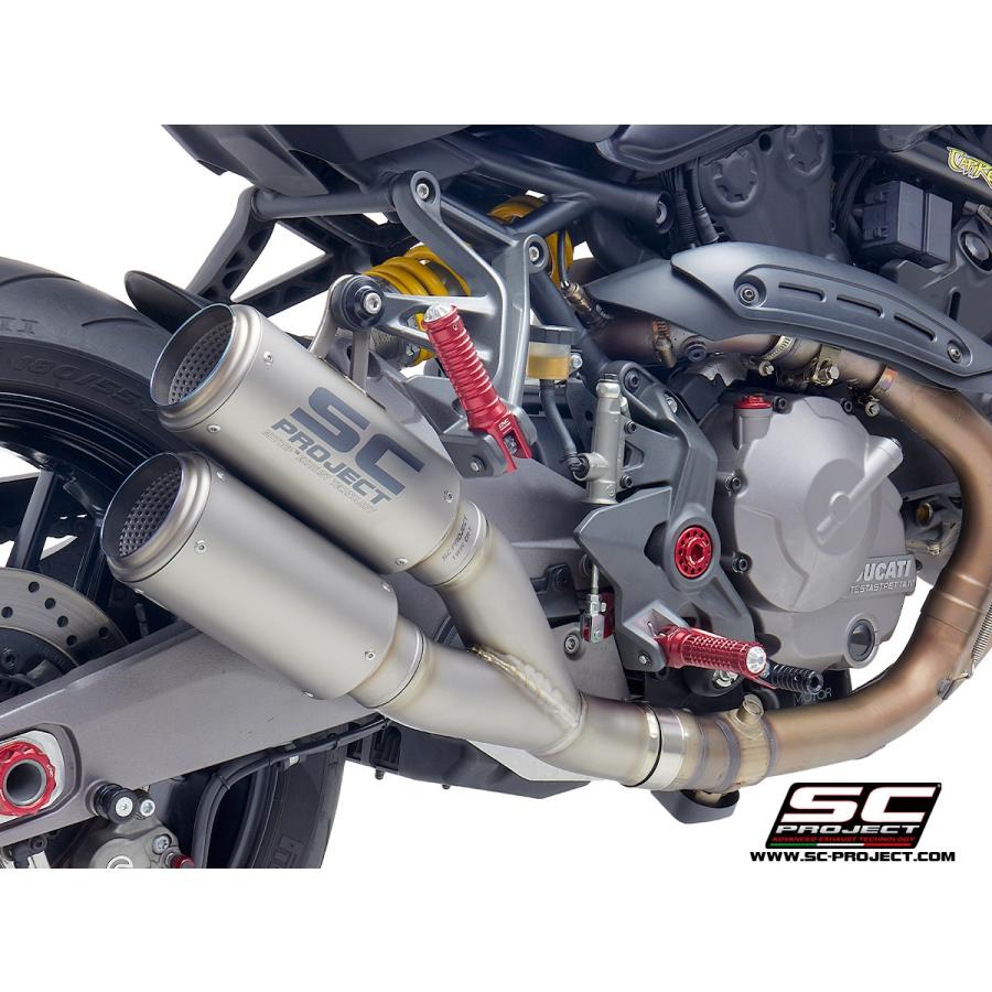 SCプロジェクト Ducati Monster 821 18-21 CR-T ツインスリップオンサイレンサー \u0026 Y1-2 フルチタンリンクパイプ チタン D25A-DT36T