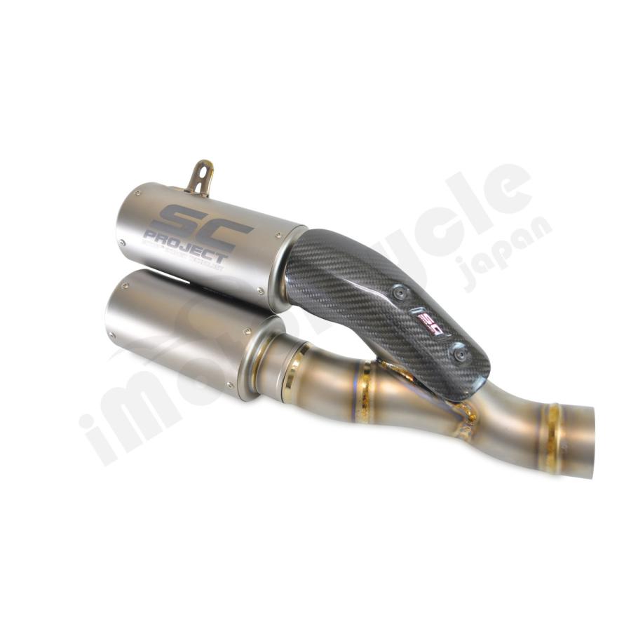 SCプロジェクト Ducati Monster 821 18-21 CR-T ツインスリップオンサイレンサー \u0026 Y1-2 フルチタンリンクパイプ チタン D25A-DT36Tの画像