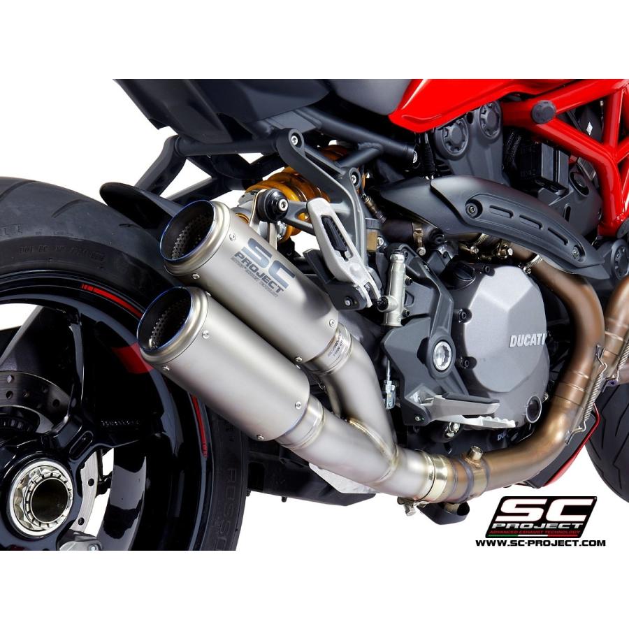 SCプロジェクト Ducati Monster 1200S 17-21 CR-Tツイン スリップオン \u0026 Y1-2 フルチタンリンクパイプ チタン D25B-DT36T