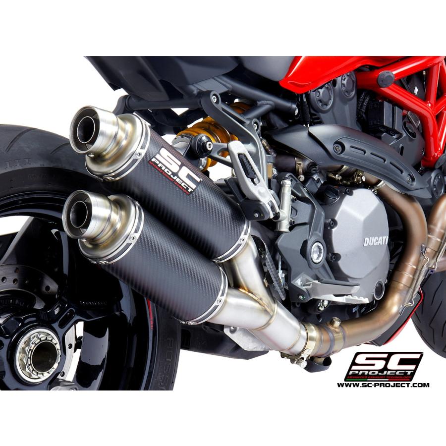 SC事業計画 Ducati Monster 1200S 17-21 GPツイン スリップオン 炭素 D25B-K44C マフラー-車、バイク、自転車