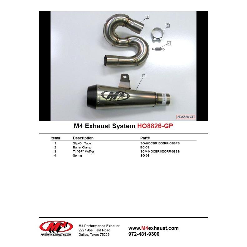 M4 Exhaust HONDA CBR1000RR 08-16 GPスリップオン ブラックステンレス