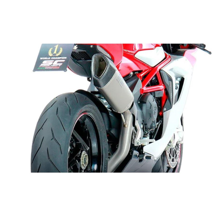 SCプロジェクト MVアグスタ F3 675 17-19 SC1-R スリップオン “ハイポジション” & フルチタン リンクパイプ M08A-HT91Tの画像