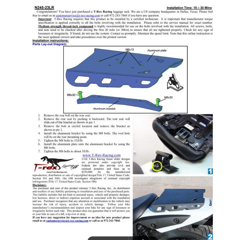 T-Rex Racing XL750 Transalp 2023-2025 ラゲッジラック N45-23LuggageRack_3