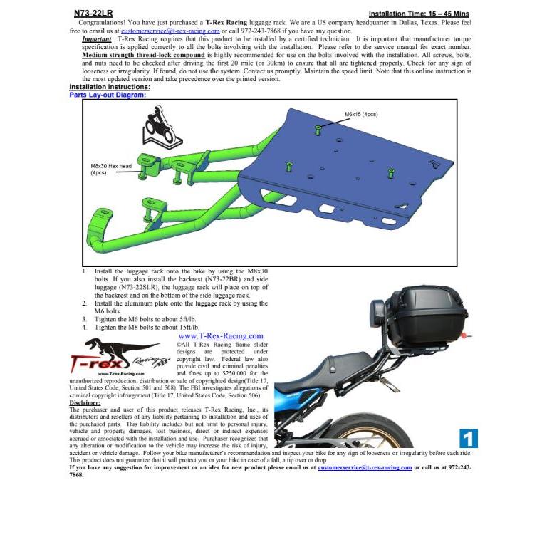 T-Rex Racing XSR900 2022-2025 ラゲッジラック グラブバー N73-22LuggageRack ...