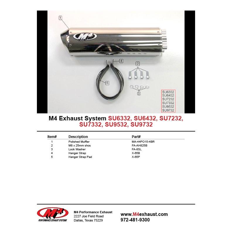 M4 Exhaust GSX-R600 2001-2003 ボルトオン ポリッシュ SU6332の画像