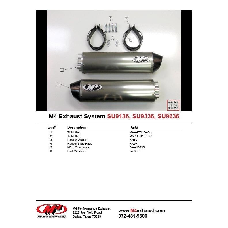 M4 Exhaust SV1000 2003-2008 デュアルボルトオン チタン SU9636