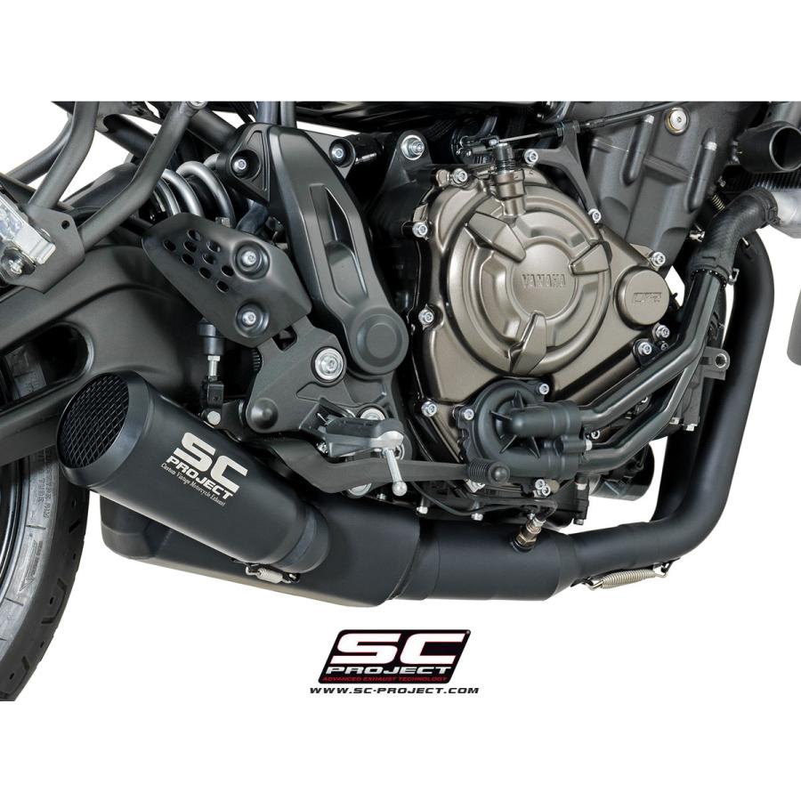 SCプロジェクト Yamaha MT-07 17-20 フルエキゾーストシステム 2-1 \u0026 コニック '70s サイレンサー ブラックエディション Y27A-C21A70SMB