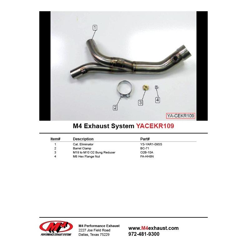 M4 Exhaust YZF-R1 2009-2014 キャタライザーエリミネーター YA
