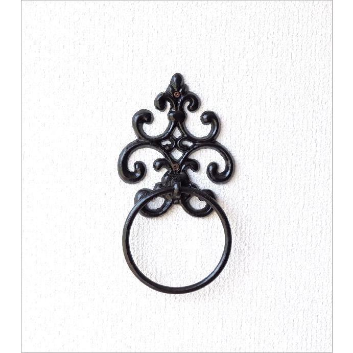 タオルリング 黒 ブラック アイアン タオルハンガー タオル掛け 丸型