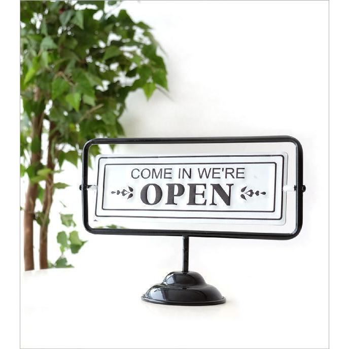 オープン クローズド OPEN CLOSED 看板 サイン プレート 回転式 卓上