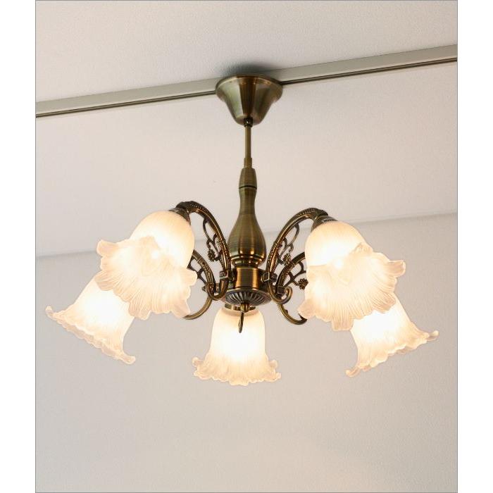 アンティーク　シャンデリア 5灯 フラワー型シェード アンティークシャンデリア 5灯 フラワー型シェード