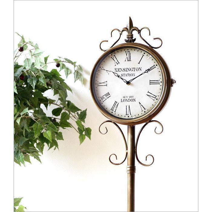 両面時計 おしゃれ ダブルフェイス 時計 スタンド型 アンティーク