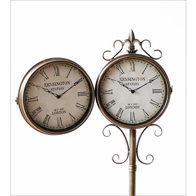 両面時計 ステーションクロック フロアスタンド/ブラック 150cm 駅時計 両面時計 ステーションクロック フロアスタンド/ブラック 150cm 駅時計