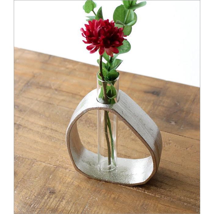 花瓶 花びん フラワーベース おしゃれ モダン ガラス 花器 卓上 シンプル アルミ オブジェ アルミとガラスのベース｜gigiliving｜02