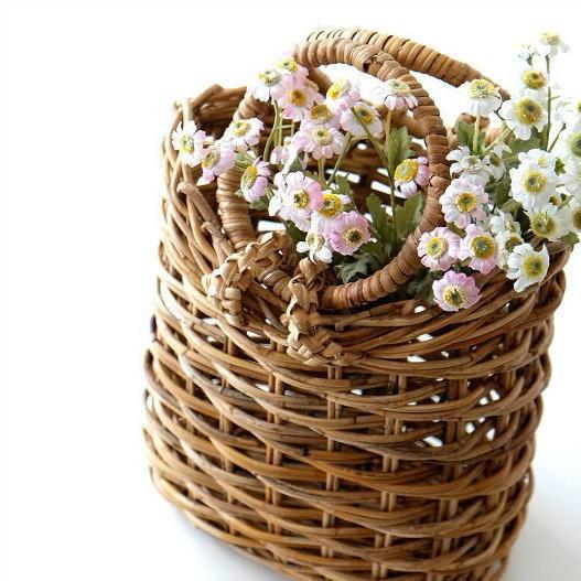 かご カゴ バスケット 小物入れ 収納 ラタン 編みかご 持ち手付き