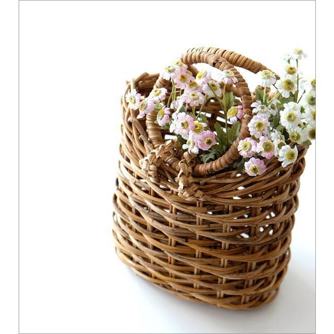 かご カゴ バスケット 小物入れ 収納 ラタン 編みかご 持ち手付き