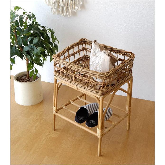 バスケット アラログ 2段 収納 おしゃれ ランドリーラック ラタン 天然