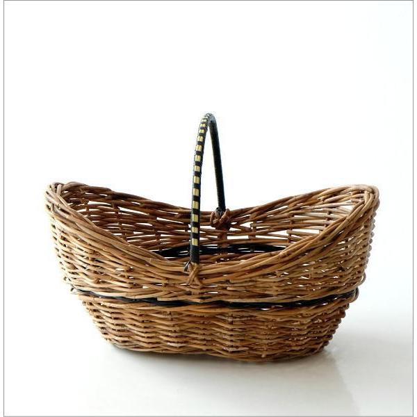 かご カゴ バスケット 収納 ラタン アラログ 持ち手付き ナチュラル