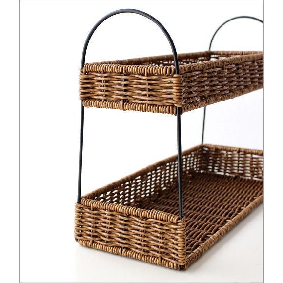 スパイスラック フェイクラタン アイアン 2段 ラック 収納 おしゃれ