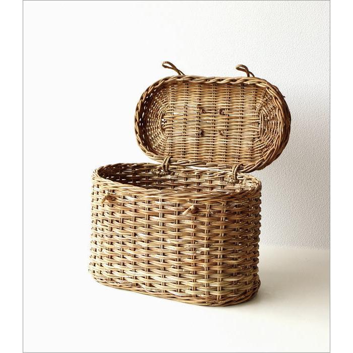 バスケット カゴ バスケット 収納かご おしゃれ ナチュラル ラタン 蓋つき ハンドル付き 自然素材 収納 フタ付きオーバルバスケット Cle9902 ギギリビング 通販 Yahoo ショッピング