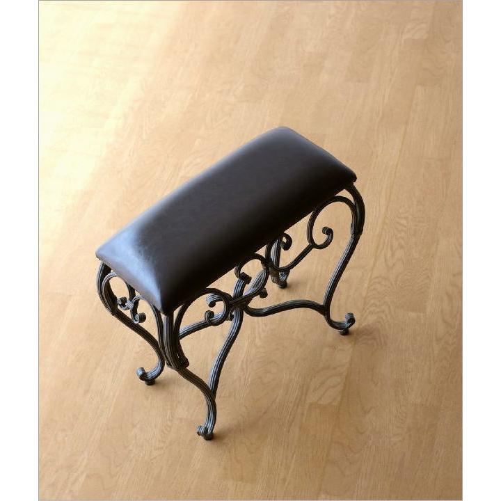 スツール 玄関 椅子 スリム コンパクト おしゃれ ベンチ チェア クッション 合皮 レザー 猫脚 アイアンのスリムなスクエアスツール2