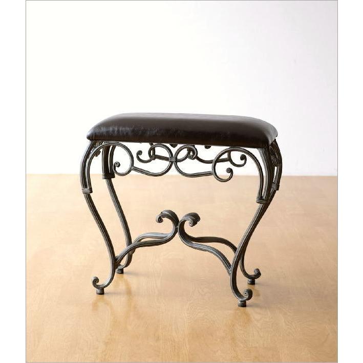 スツール 玄関 椅子 スリム コンパクト おしゃれ ベンチ チェア クッション 合皮 レザー 猫脚 アイアンのスリムなスクエアスツール2