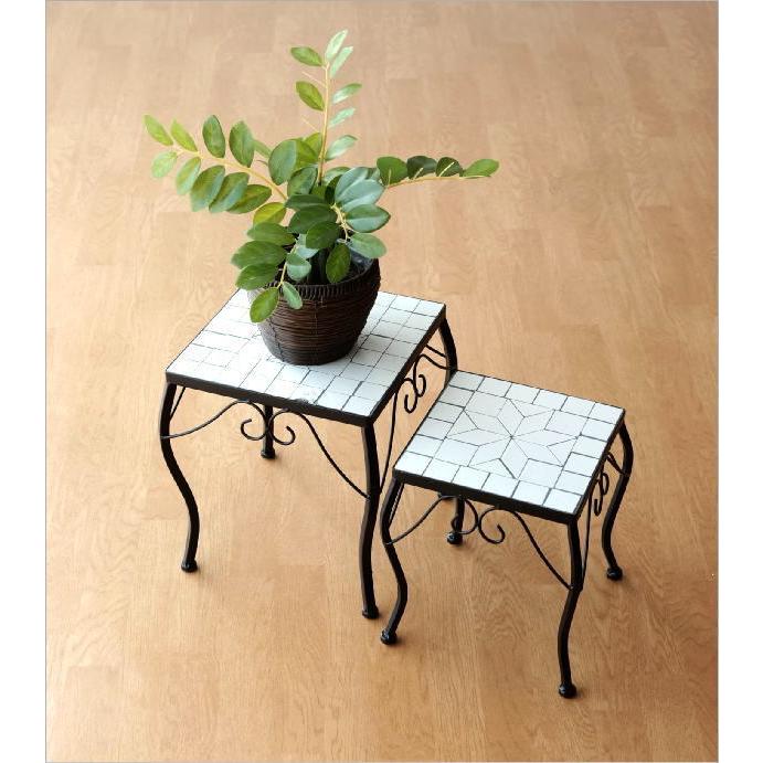 プランタースタンド おしゃれ フラワーテーブル 花台 2点セット 屋内